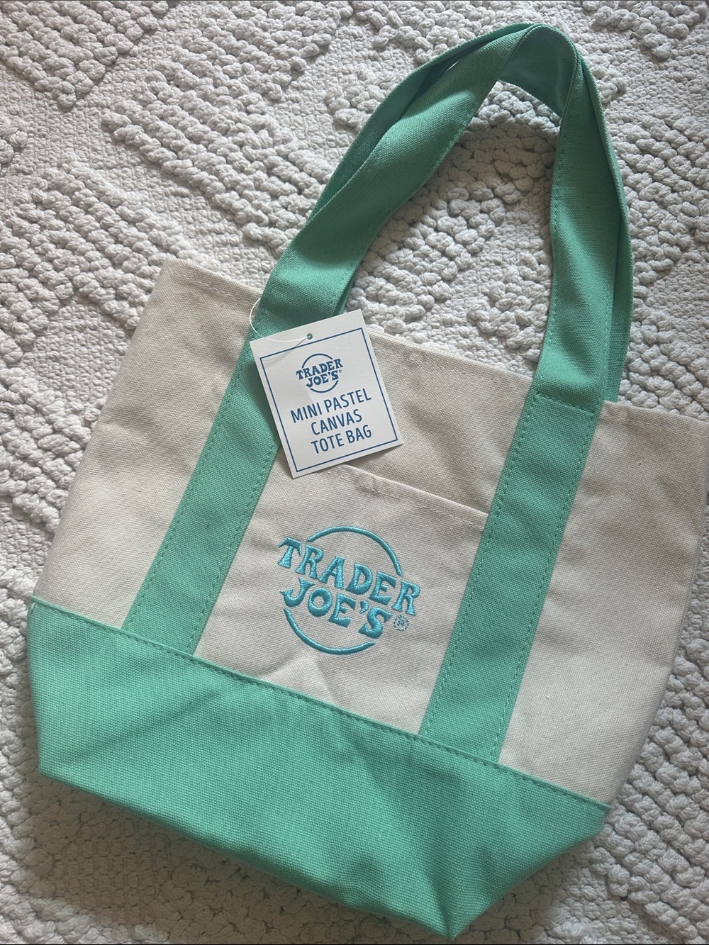 Trader Joe's Mint Green Canvas Tote Bag